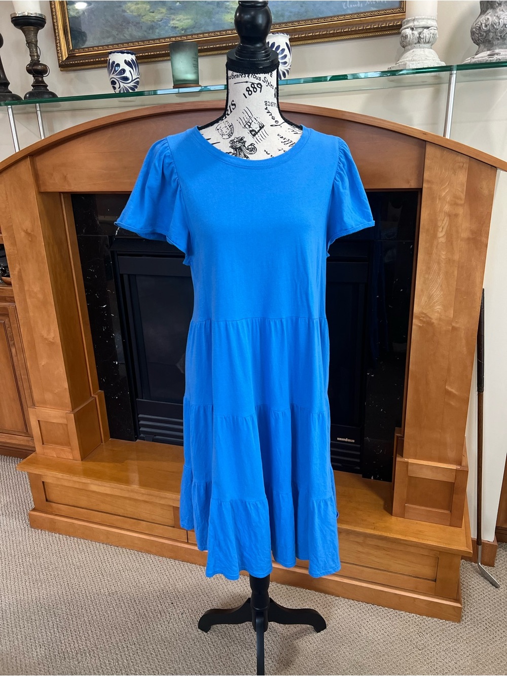 J. Crew Bright Blue Tiered Jersey Dress